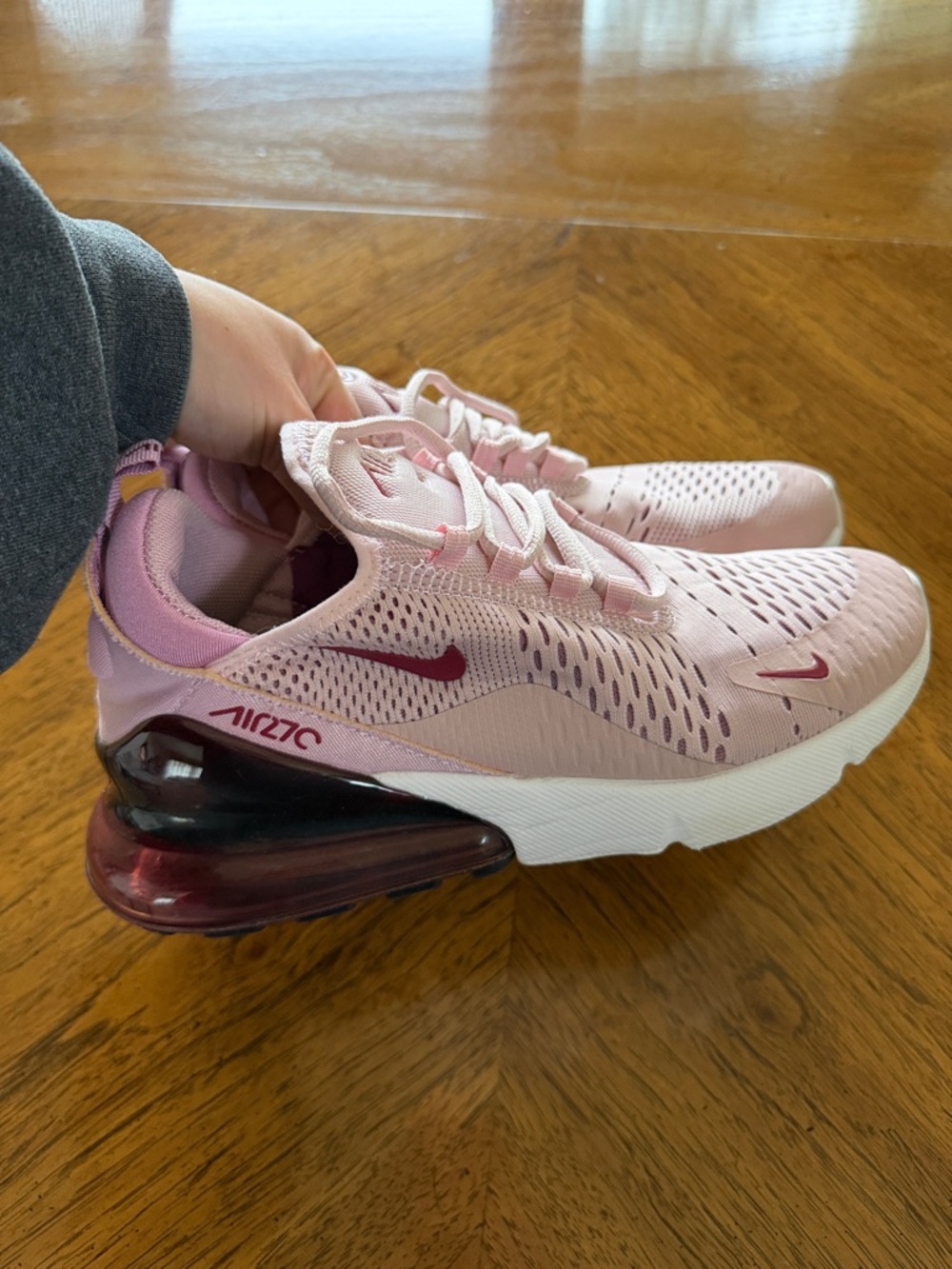 Nike Air Max 270 Womens Light Pink and Maroon Sneakers - Picture 2 of 7